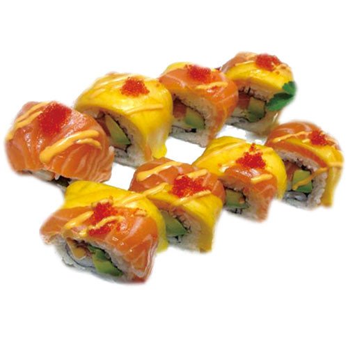 Uramaki salmón y mango