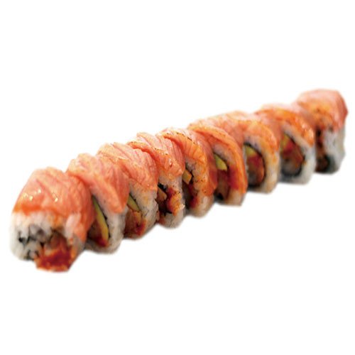 Uramaki de salmón flameado