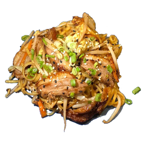 Yakisoba con pato a la plancha